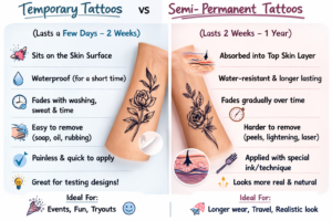 Read more about the article Temporary Tattoos vs Semi-Permanent Tattoos: The Difference